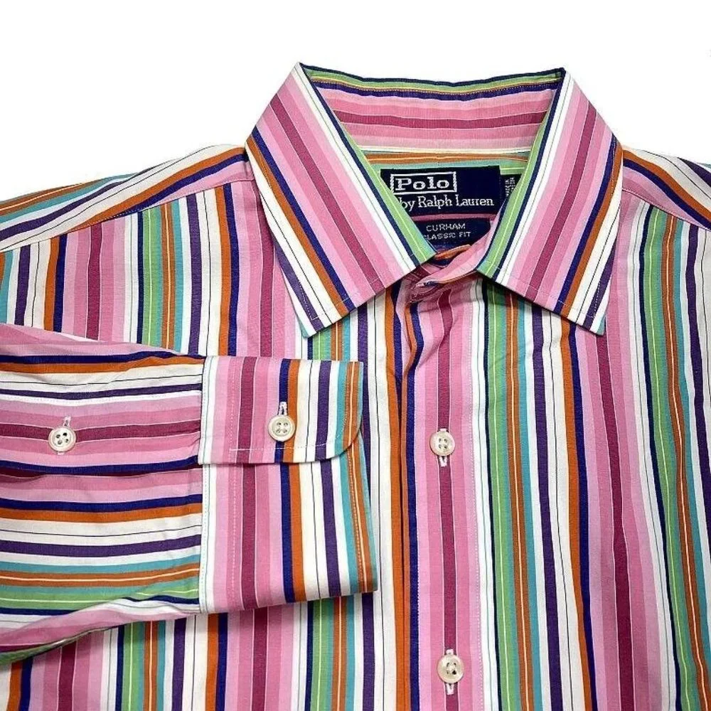 Polo Ralph Lauren Curham Button Shirt‎ M Classic Fit Pink Dress Work Mens